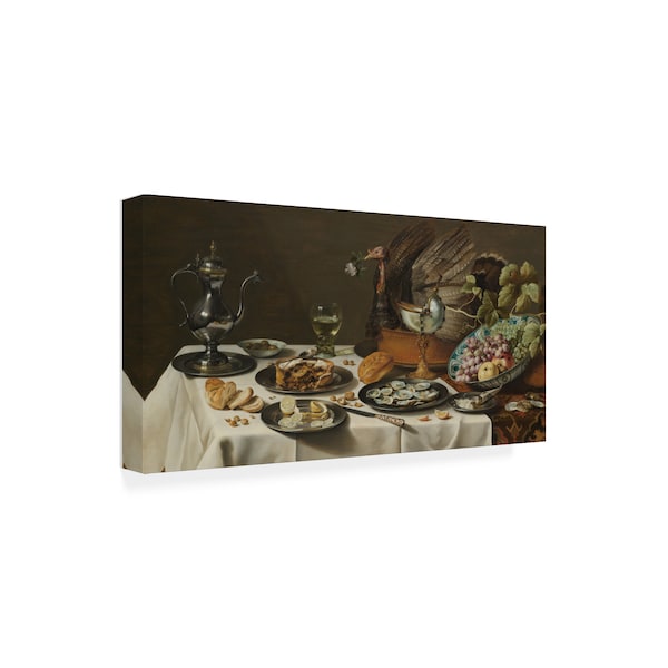 Pieter Claesz 'Still Life With Turkey Pie' Canvas Art,10x19